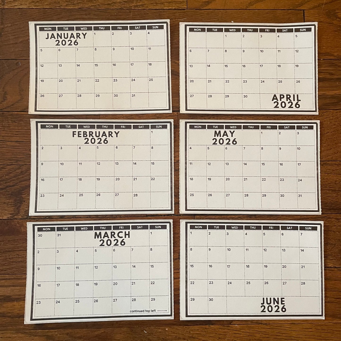 2026 Grid Calendar Stickers
