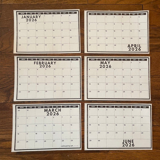 2026 Grid Calendar Stickers