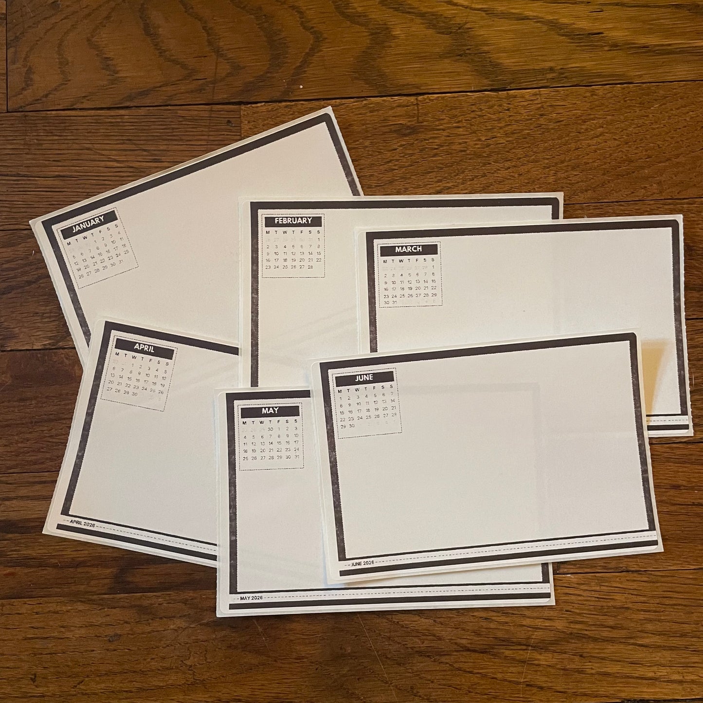 2026 Monthly Sandbox style Calendar Stickers