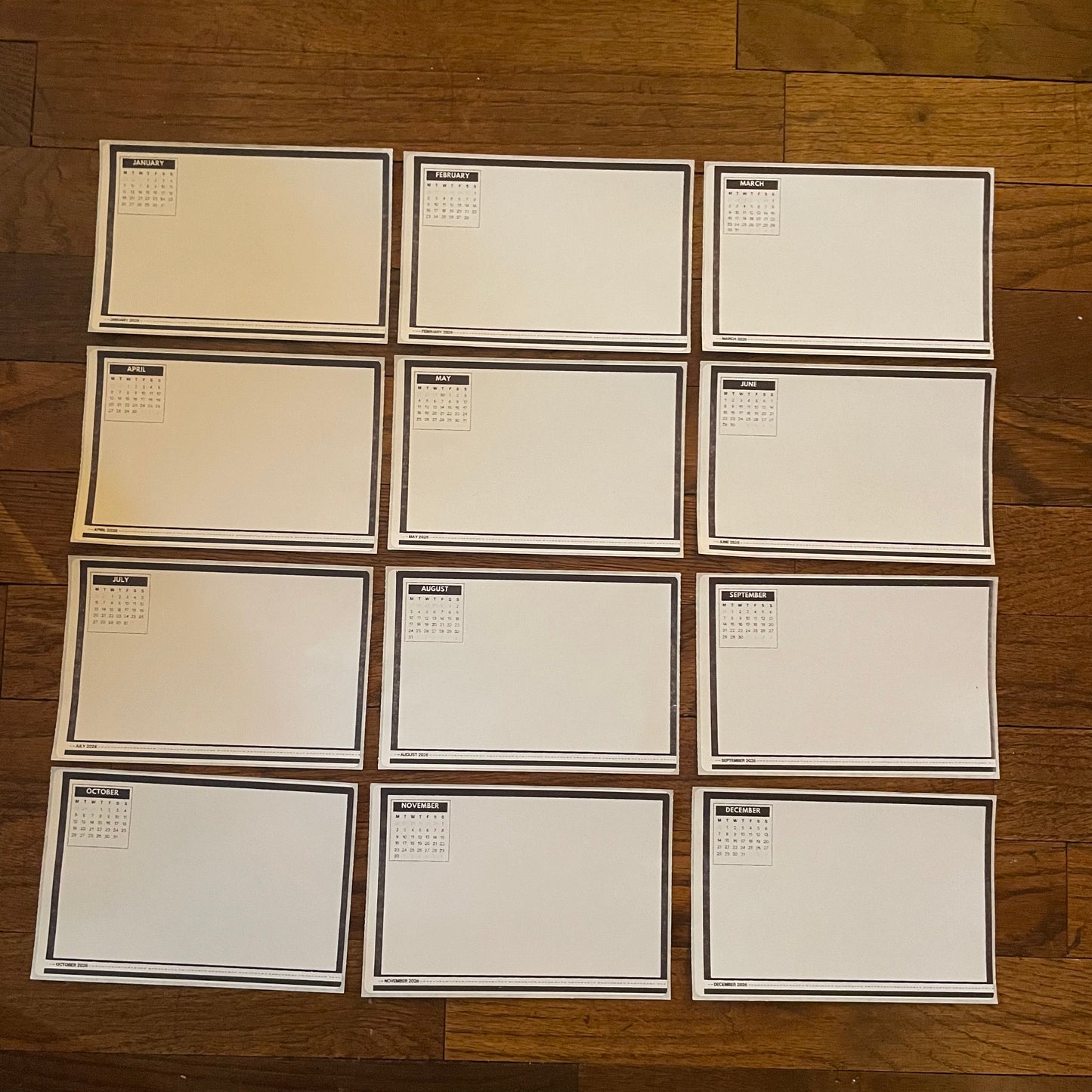 2026 Monthly Sandbox style Calendar Stickers