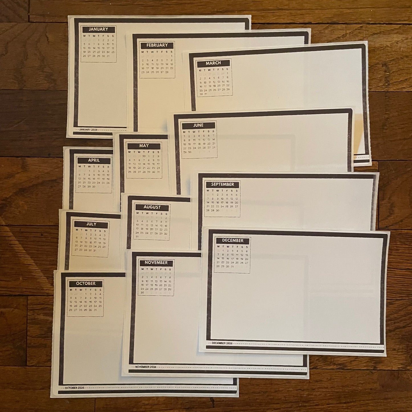 2026 Monthly Sandbox style Calendar Stickers