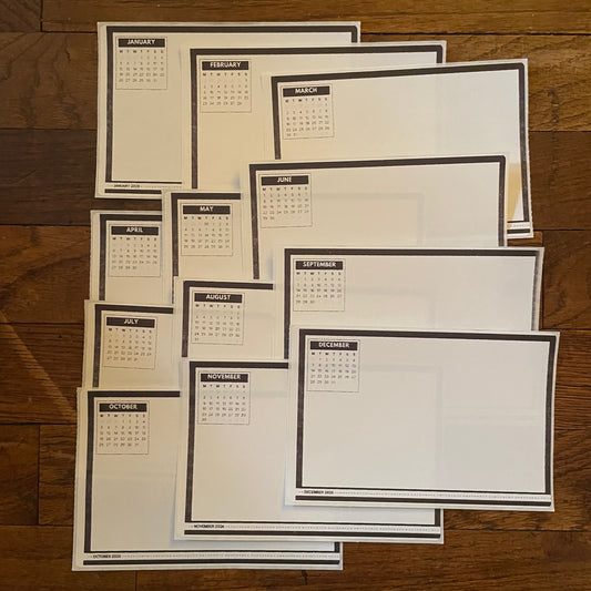 2026 Monthly Sandbox style Calendar Stickers