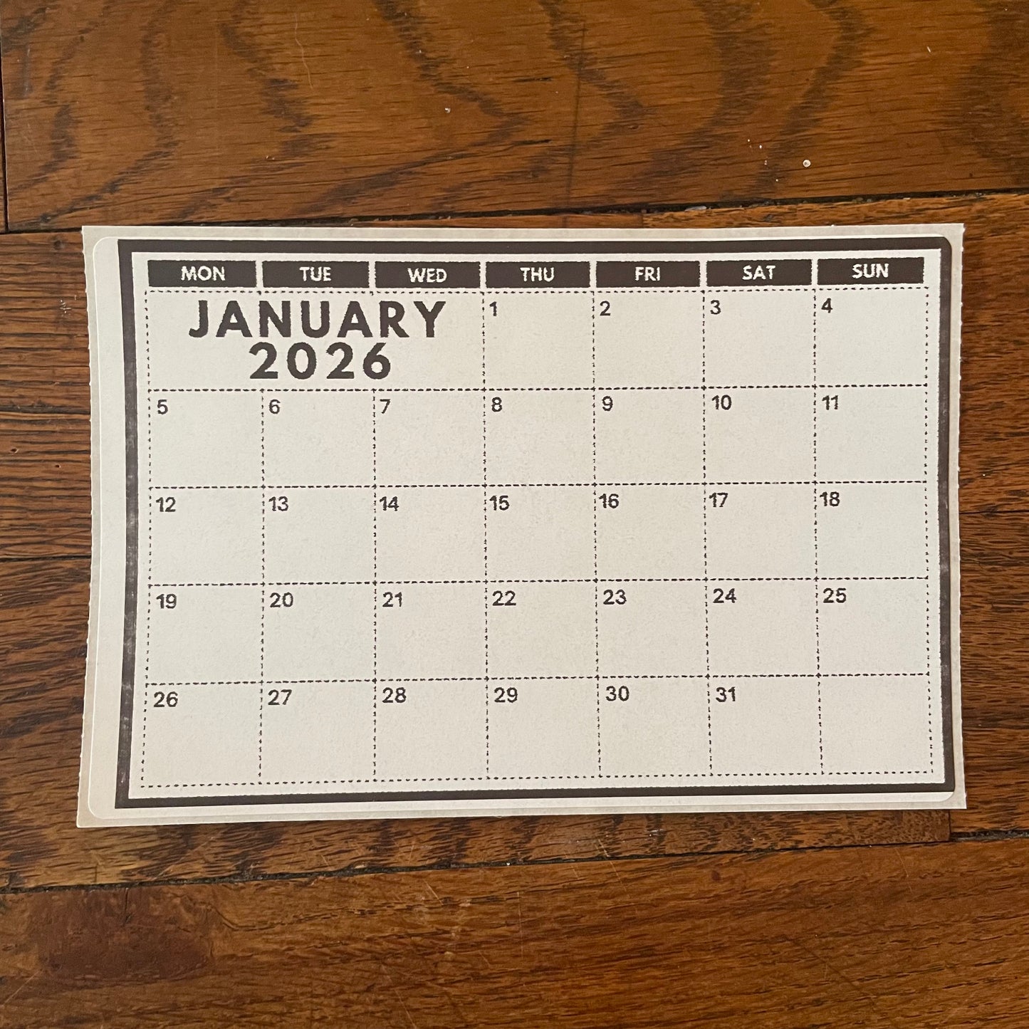 2026 Grid Calendar Stickers