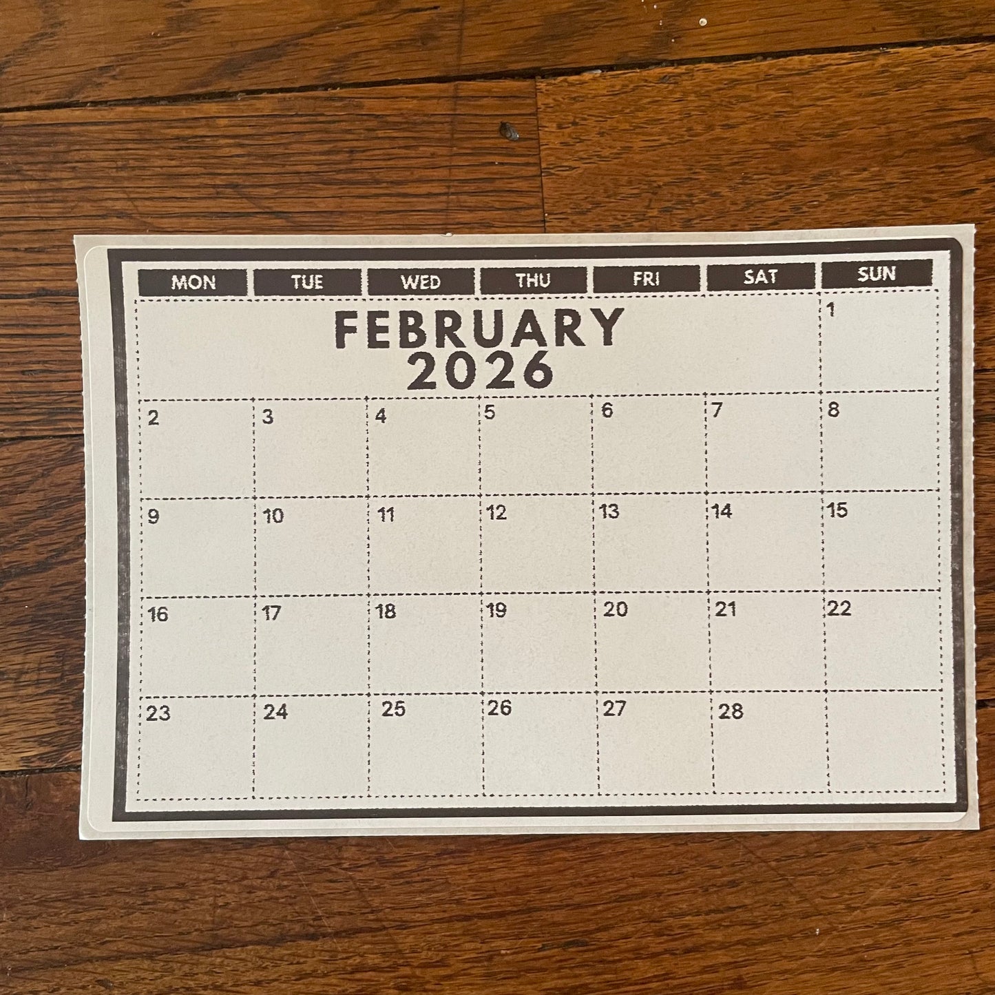 2026 Grid Calendar Stickers