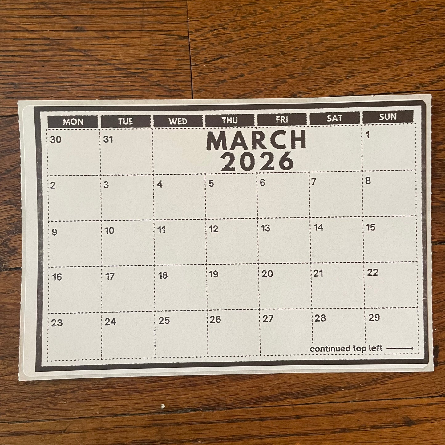 2026 Grid Calendar Stickers