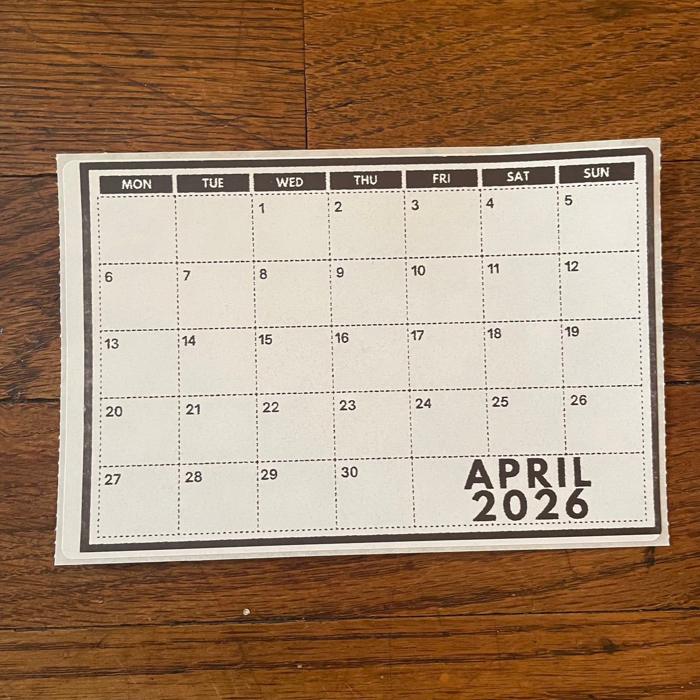 2026 Grid Calendar Stickers