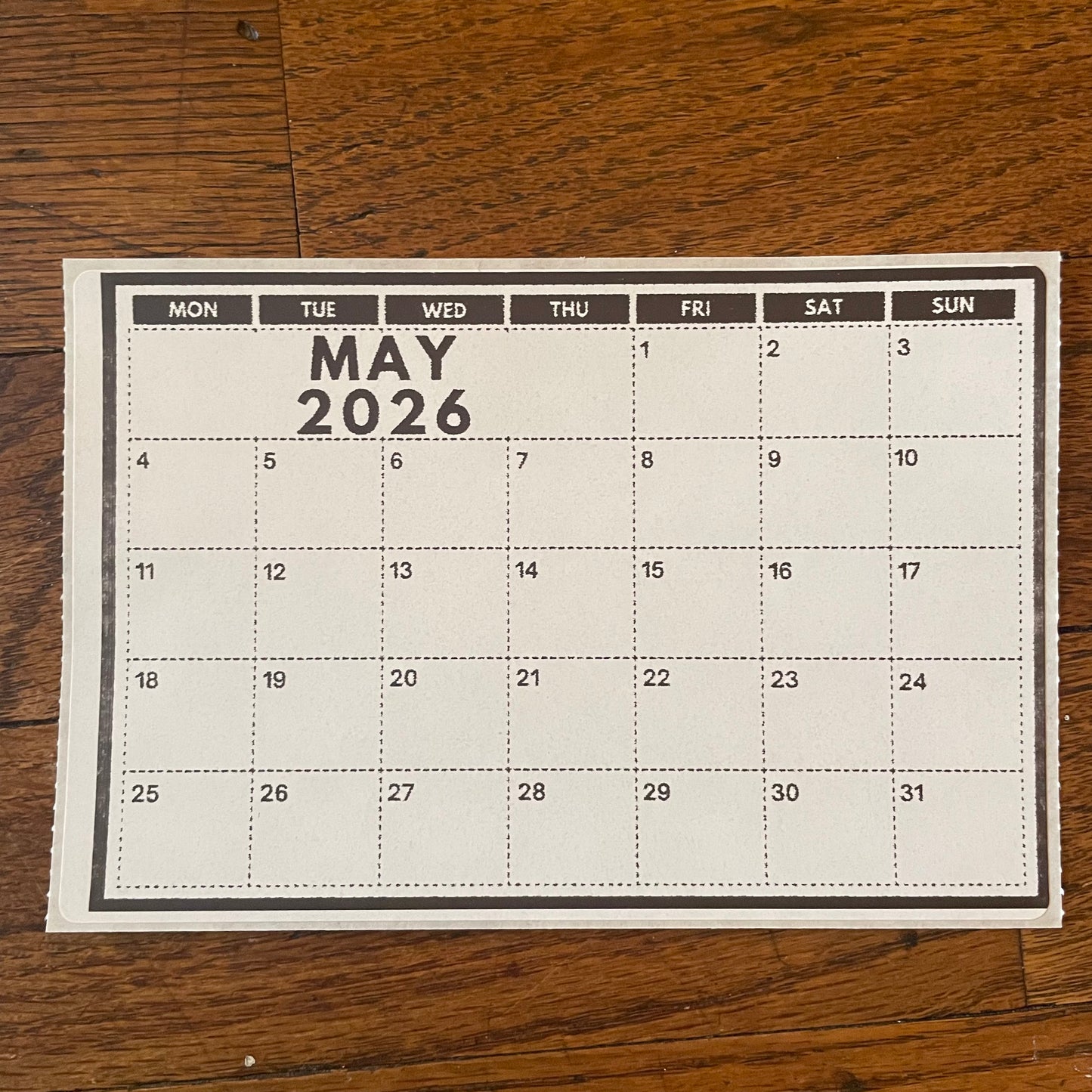 2026 Grid Calendar Stickers