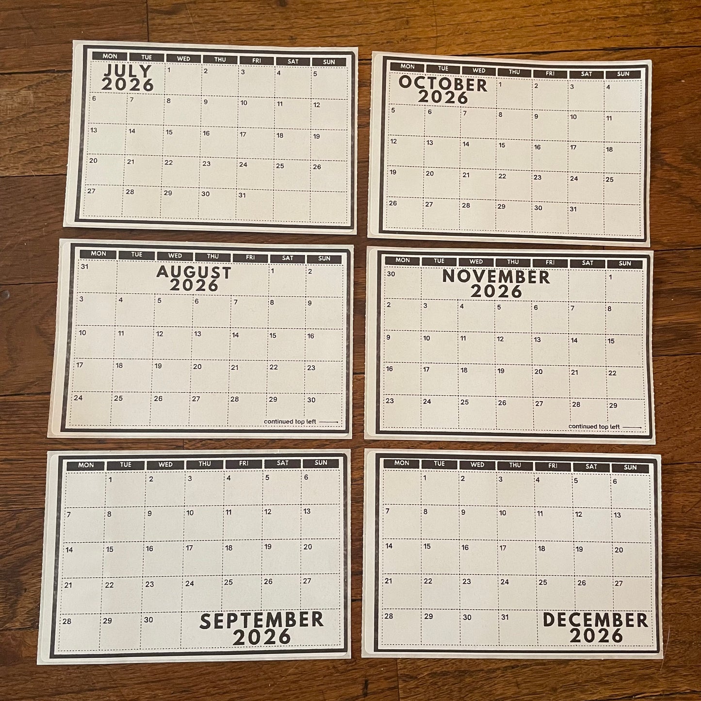 2026 Grid Calendar Stickers