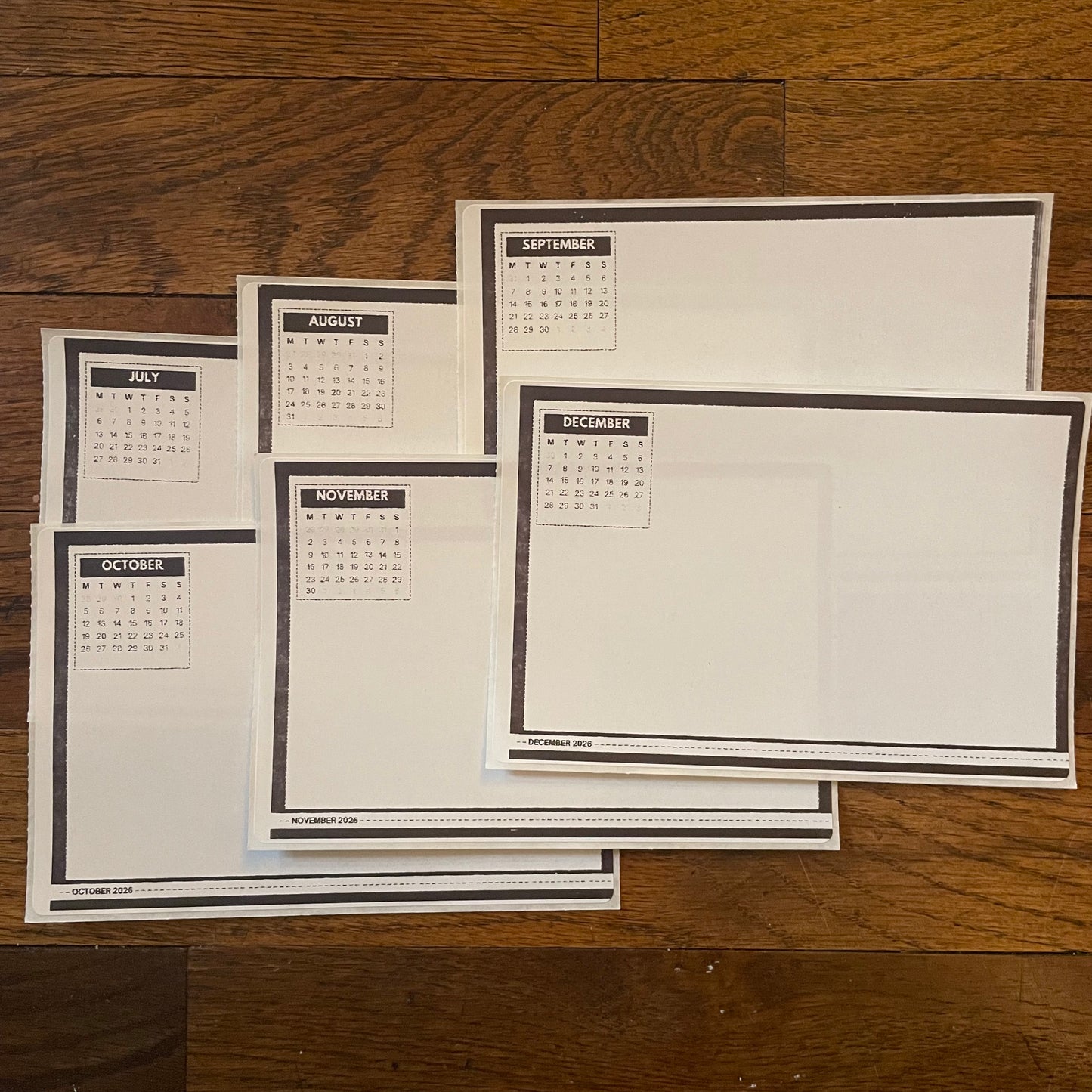 2026 Monthly Sandbox style Calendar Stickers