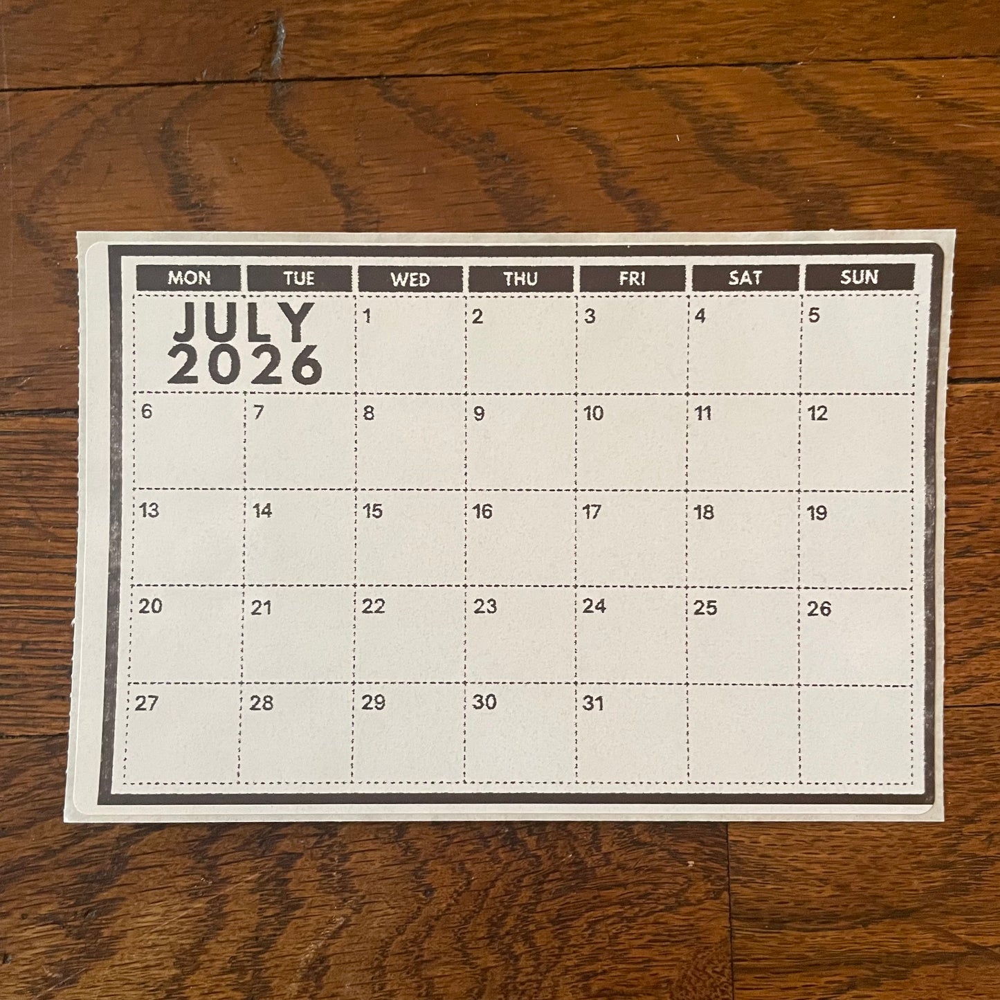 2026 Grid Calendar Stickers