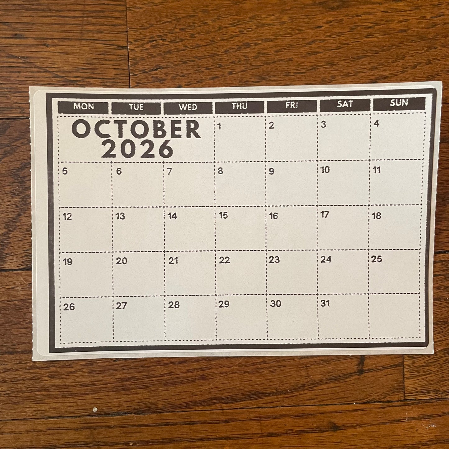 2026 Grid Calendar Stickers