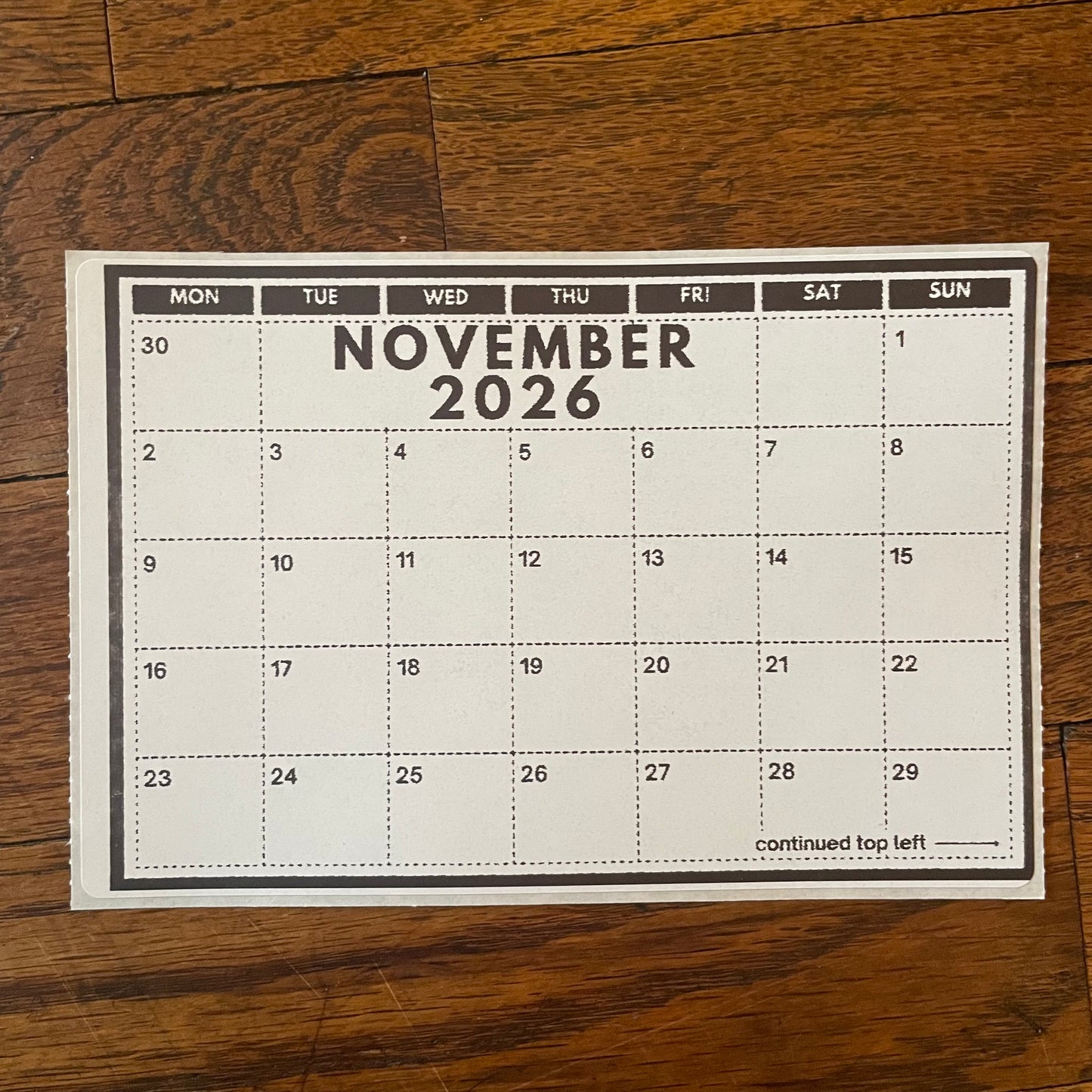 2026 Grid Calendar Stickers