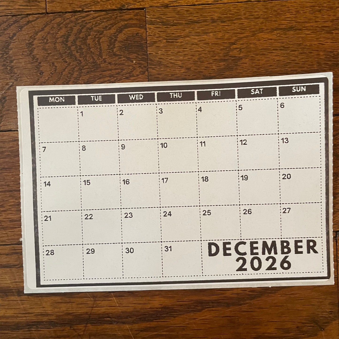 2026 Grid Calendar Stickers