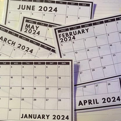 2024 Grid Calendar Stickers