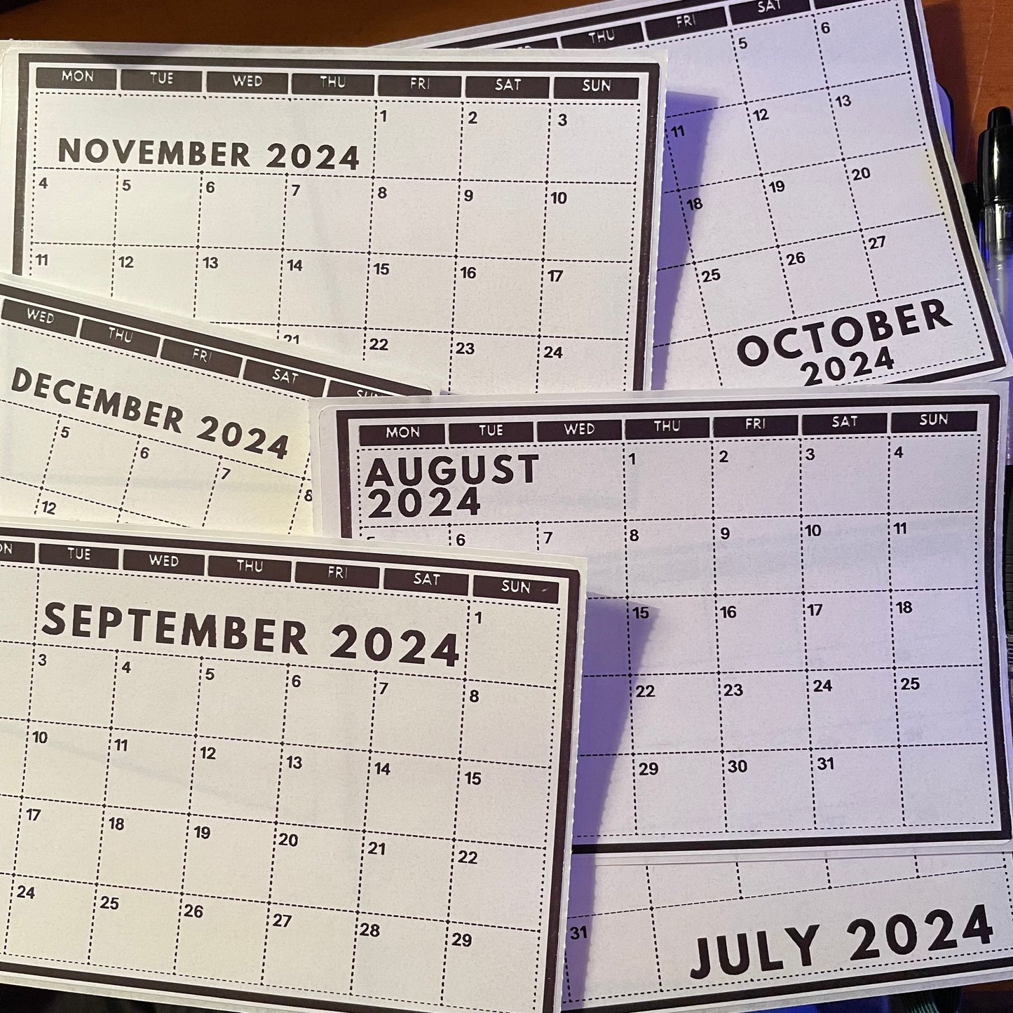 2024 Grid Calendar Stickers