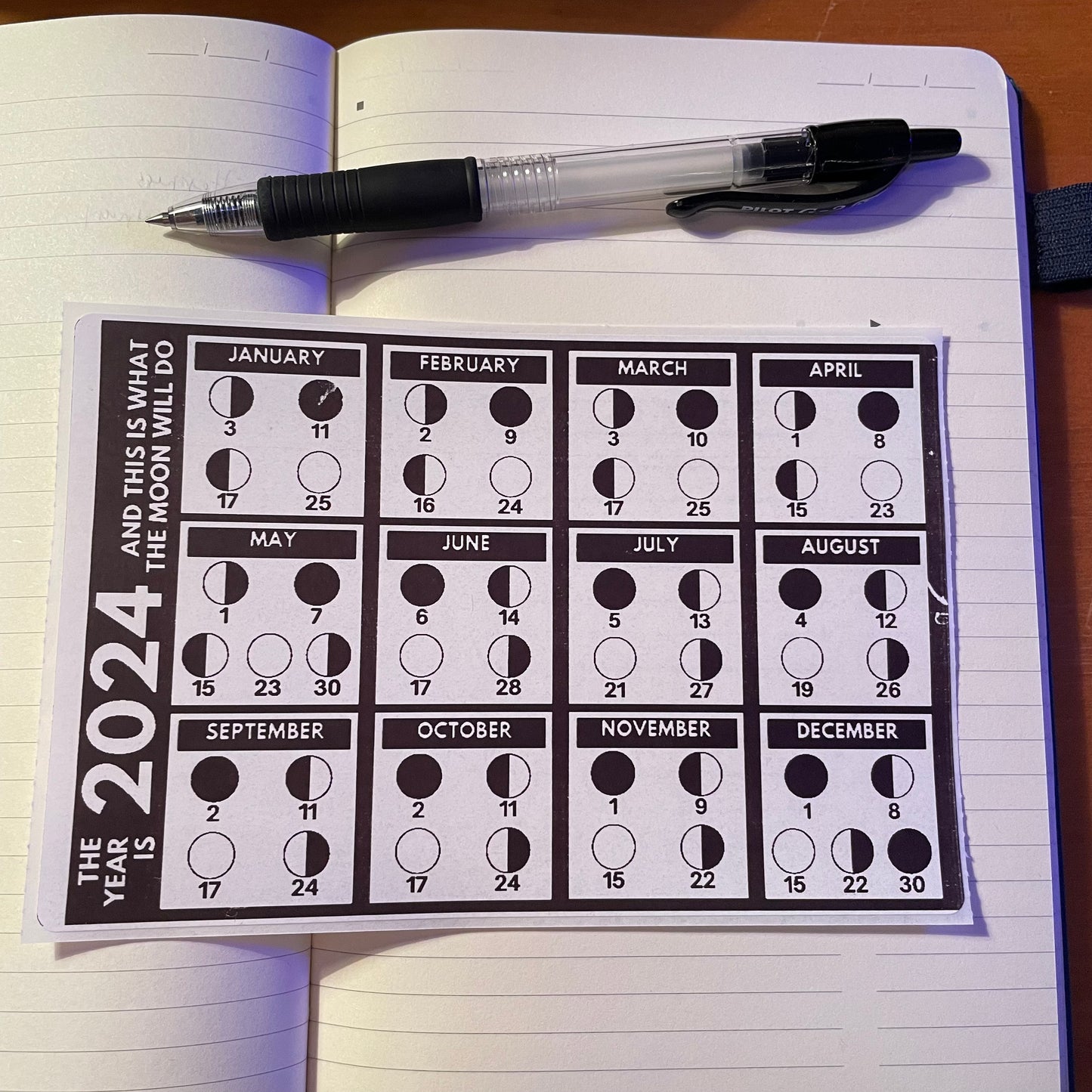 2024 Monthly Moon Calendar Sticker