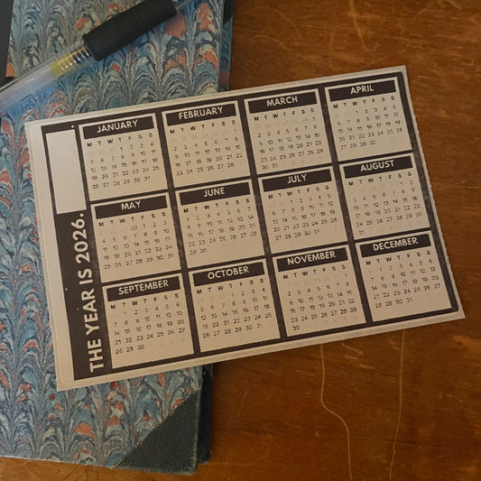 2026 Full Year Calendar Sticker