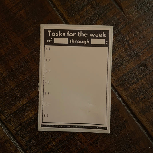 MINI task for the week of [] through []