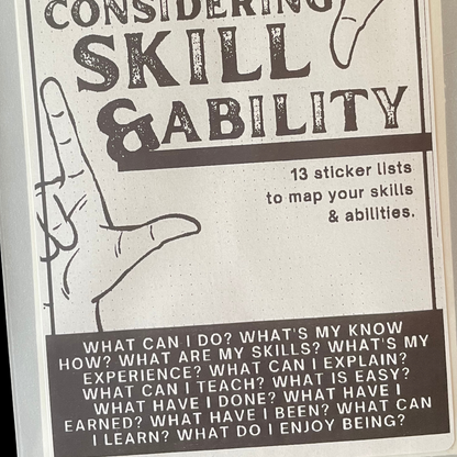 Considering Skill & Ability: Sticker lists to map your skills & abilities