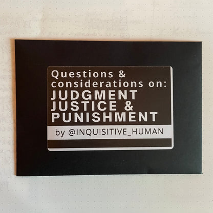 Questions & Considerations on: judgment, justice, & punishment – an InquisitiveHuman x DisobedientGA sticker pack