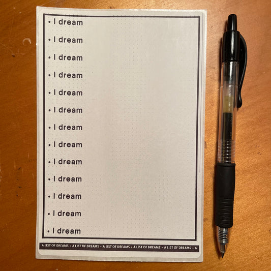 "I dream" list sticker