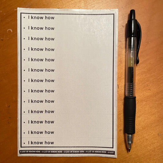 "I know how" list sticker