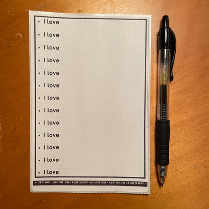 "I love" list sticker