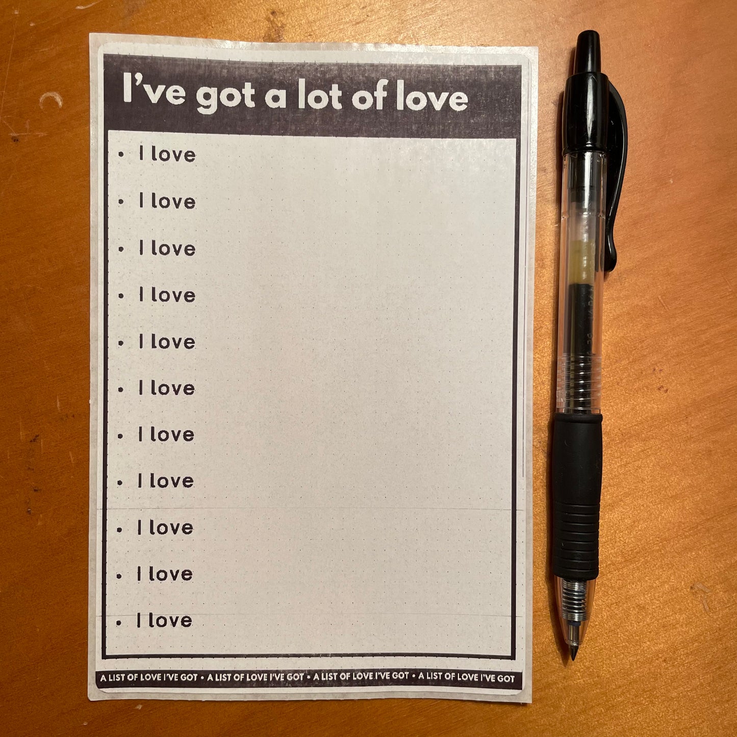 "I love" list sticker