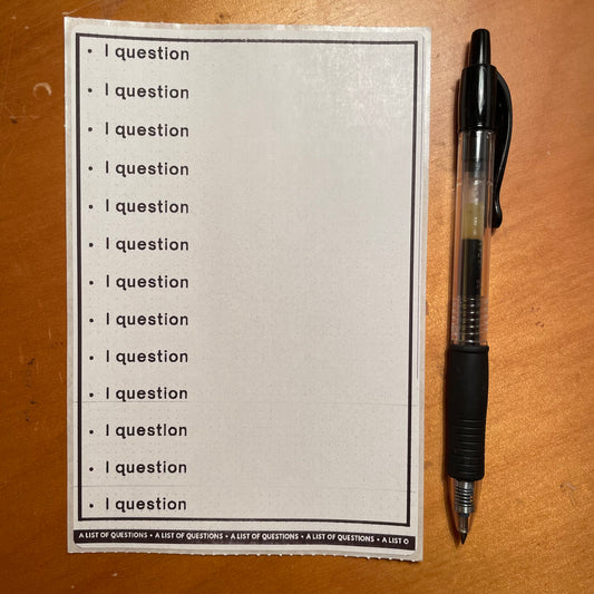 "I question" list sticker