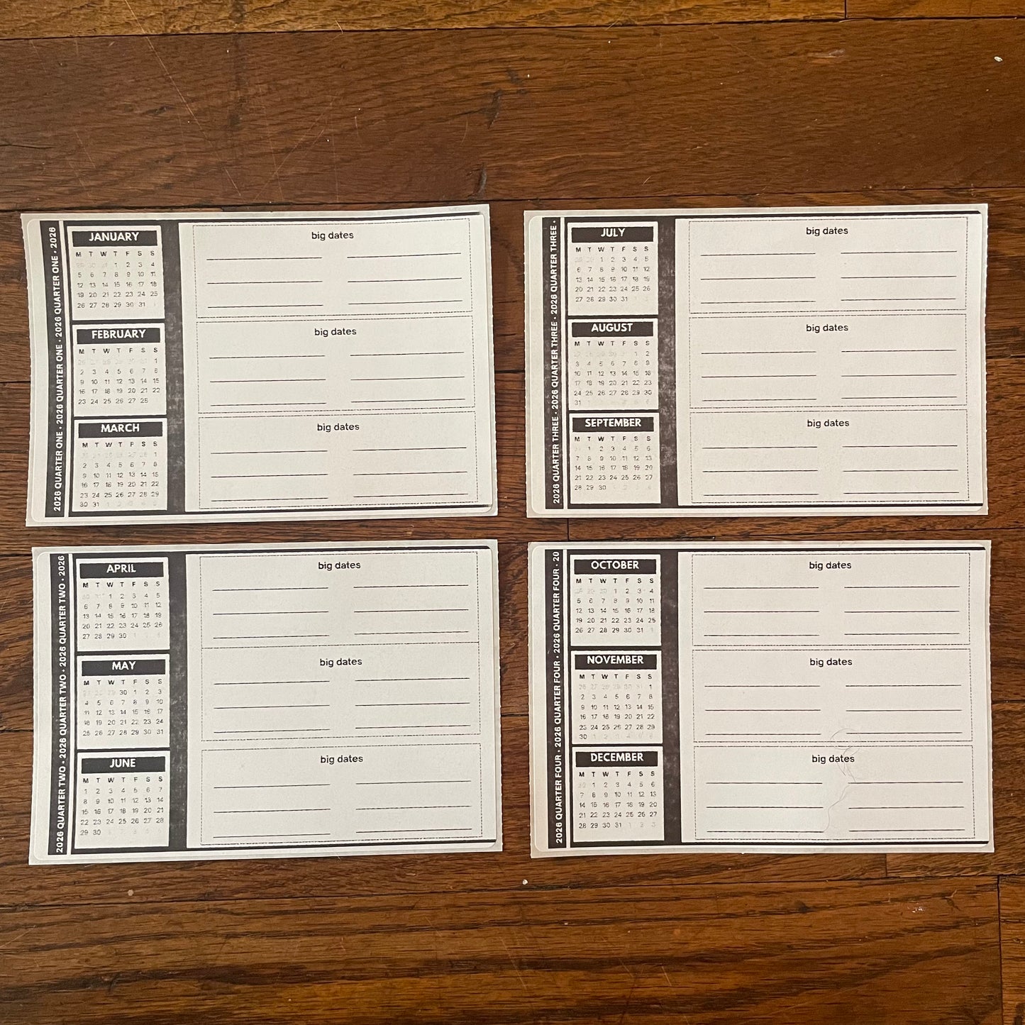 2026 Quarterly planning stationery stickers