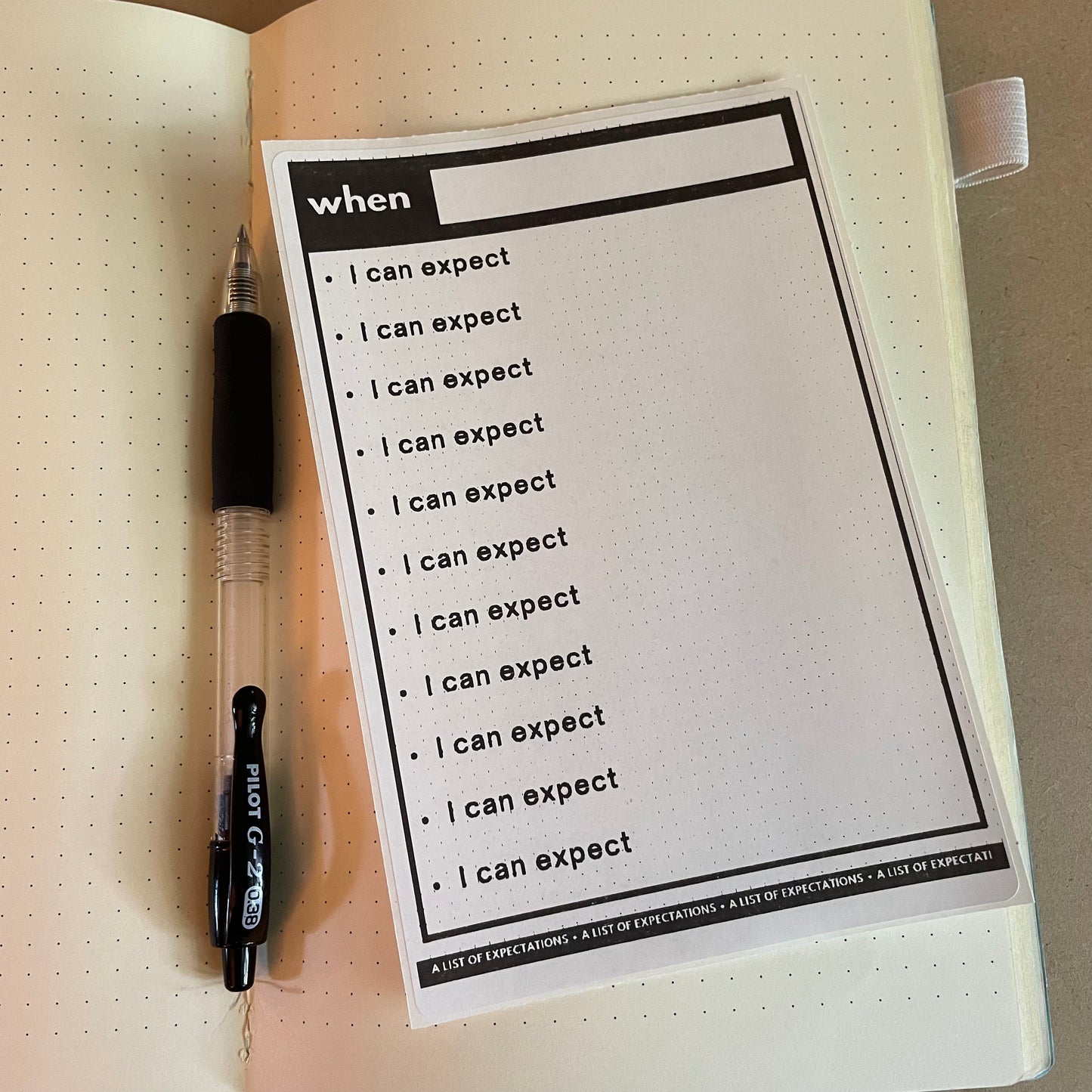 "When ___ I can expect" list sticker