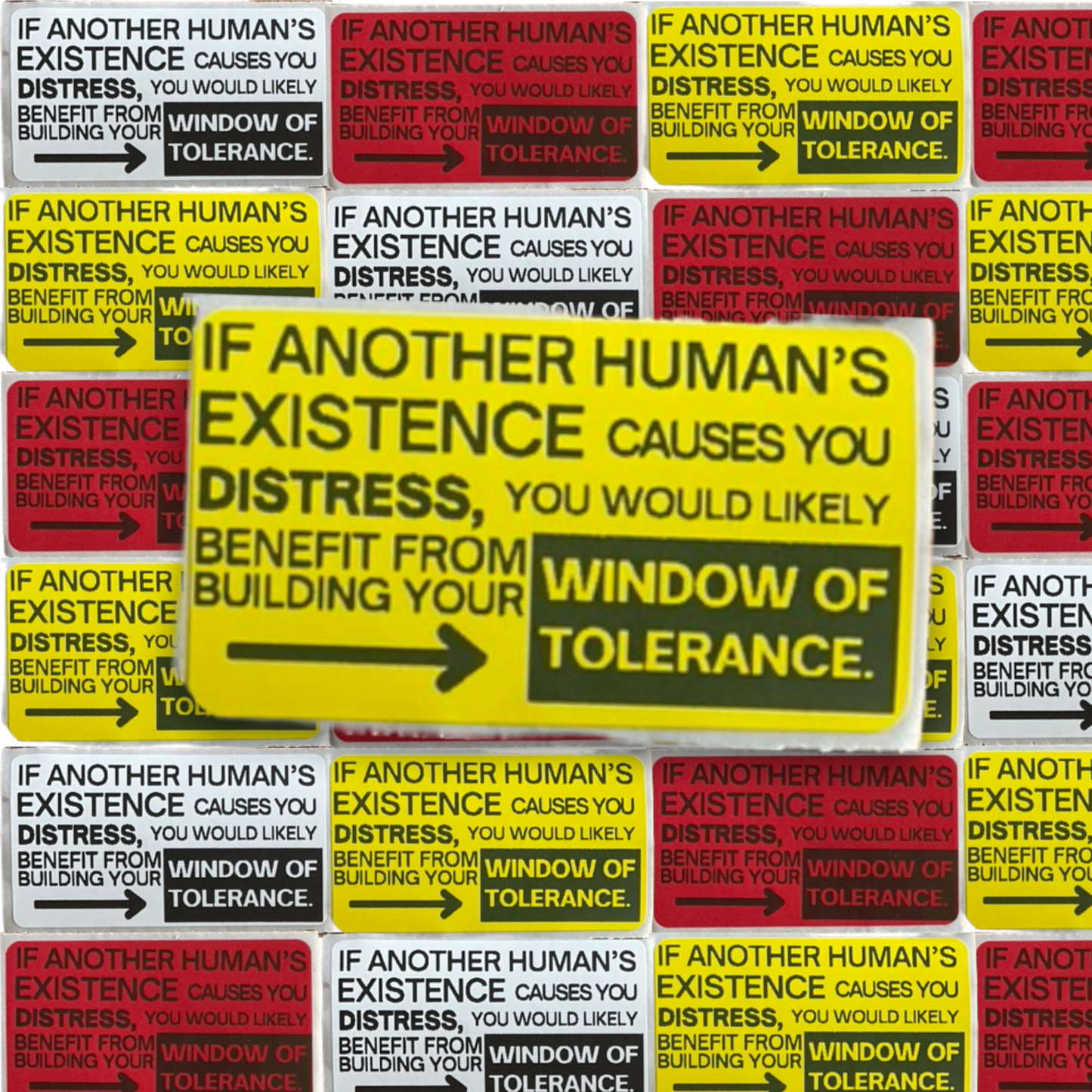 If another human's existence causes you distress, you would likely benefit from building your window of tolerance stickers