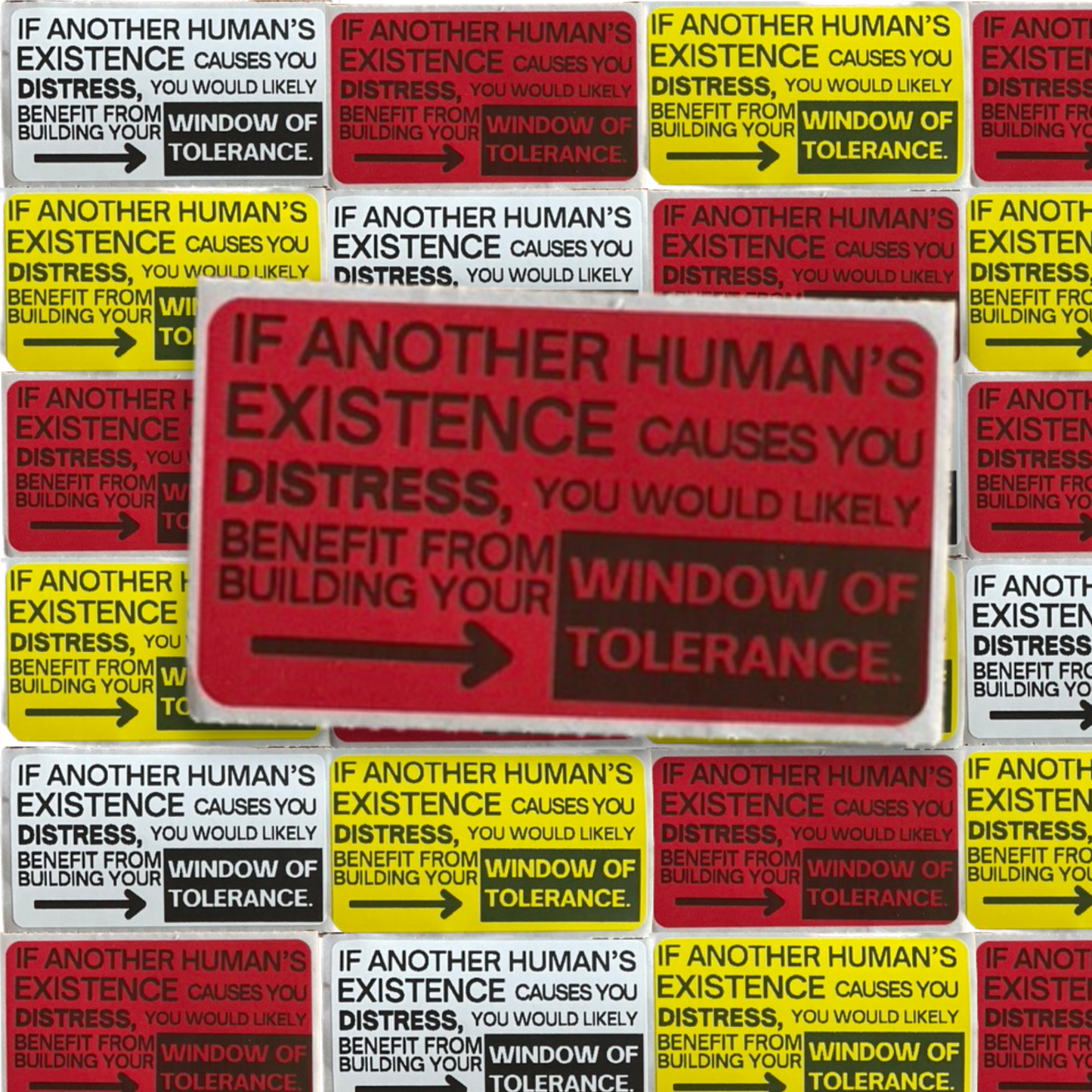 If another human's existence causes you distress, you would likely benefit from building your window of tolerance stickers